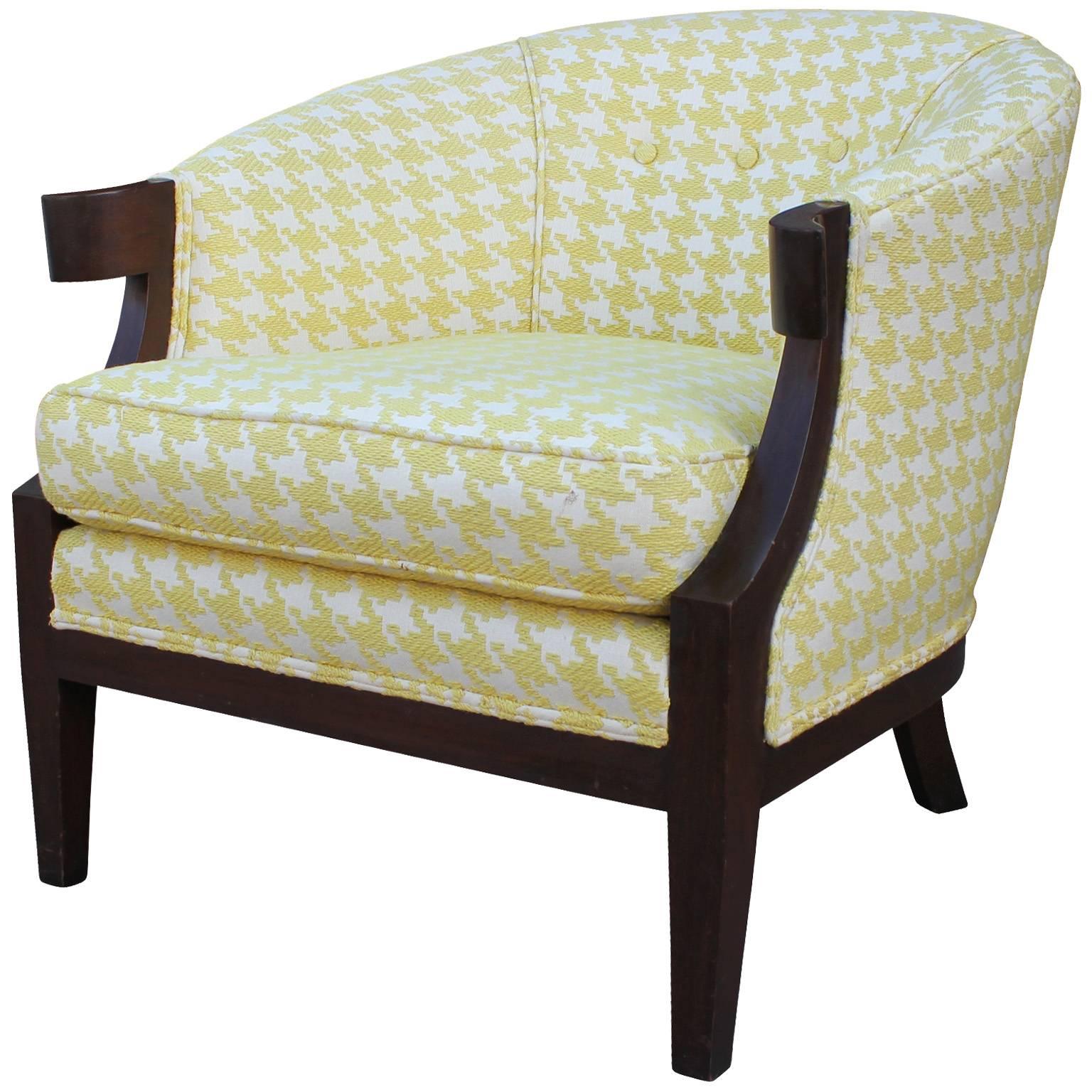 Mid-Century Modern Baker Houndstooth Curved Arm Lounge Chairs