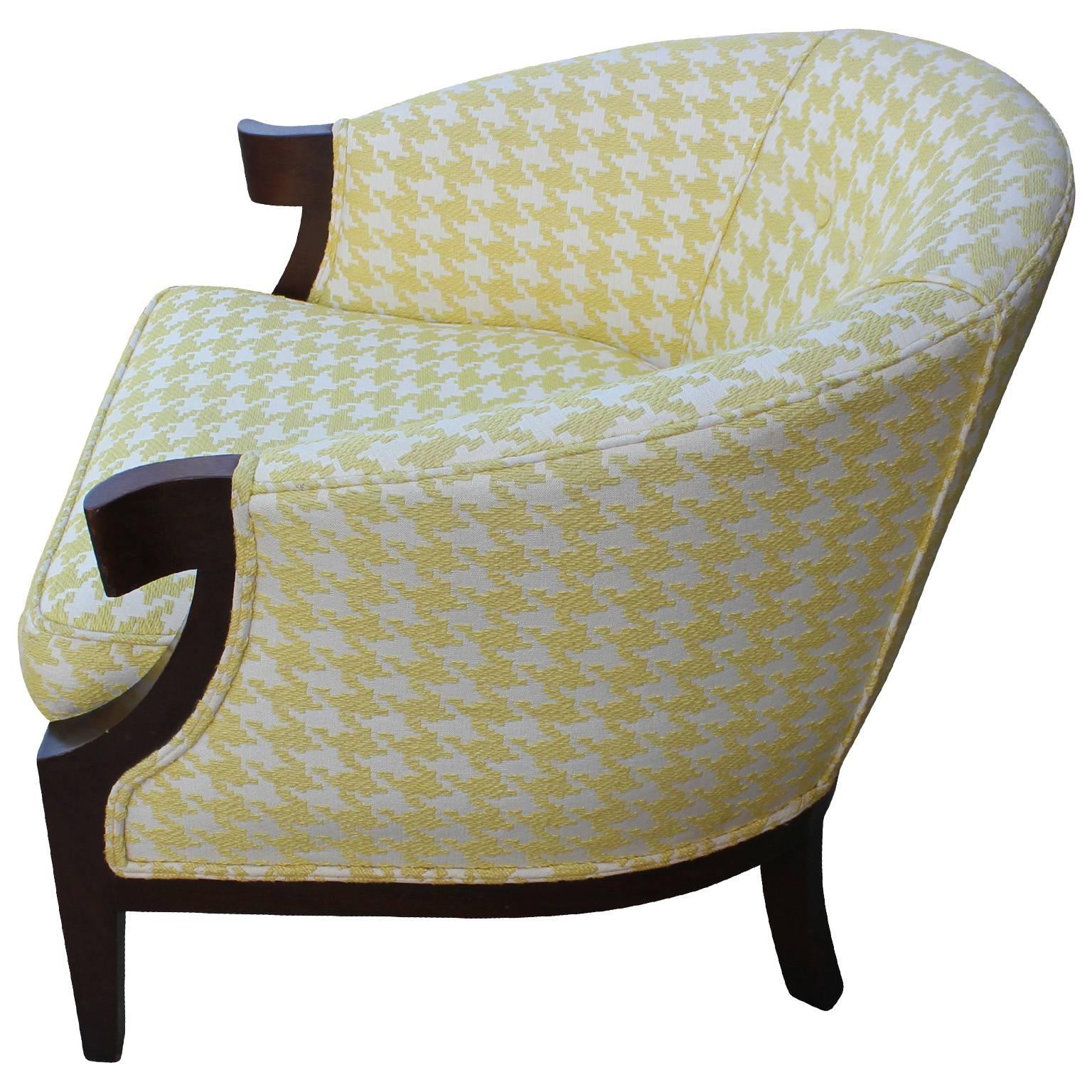 American Baker Houndstooth Curved Arm Lounge Chairs