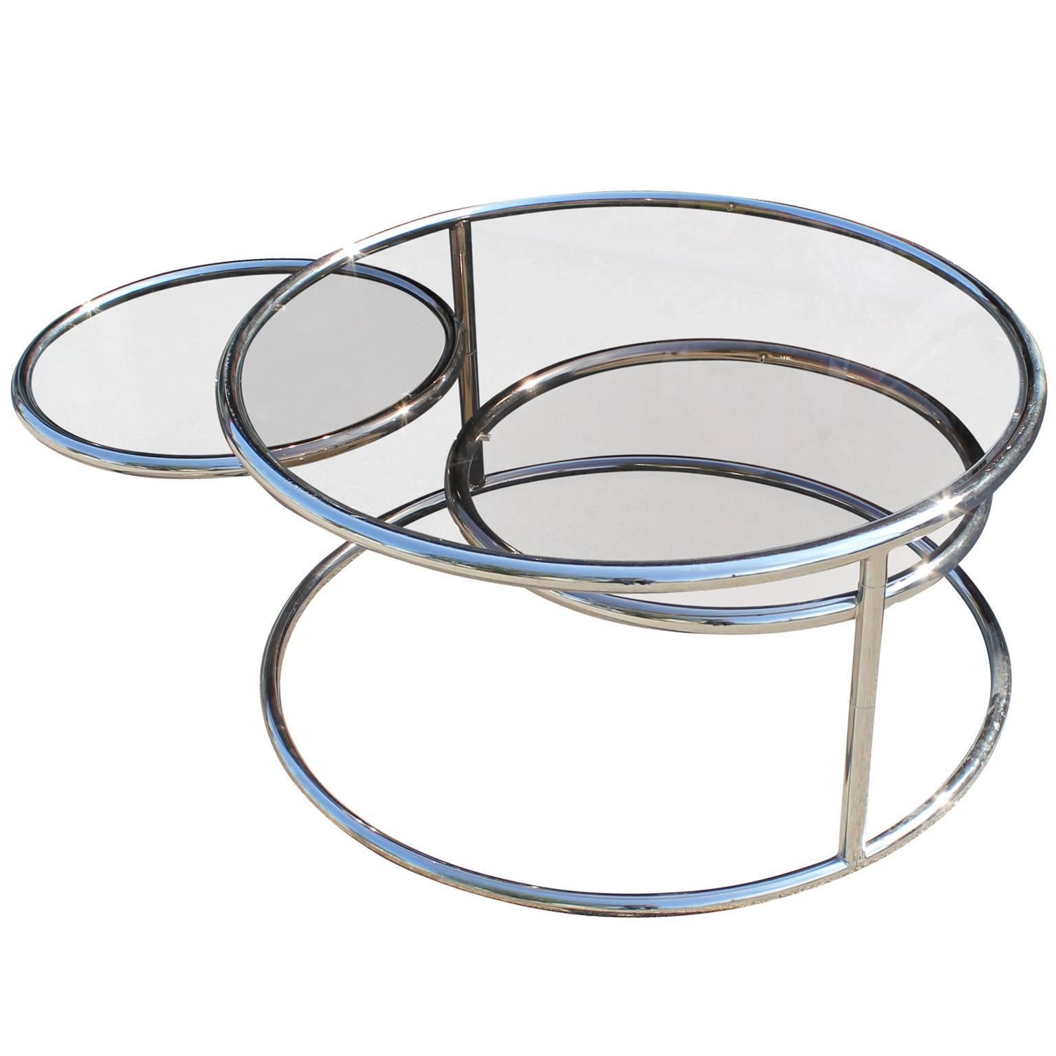 Mid-Century Modern Wonderful Mid Century Modern Adjustable Chrome and Smoked Glass Coffee Table