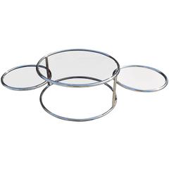 Wonderful Mid Century Modern Adjustable Chrome and Smoked Glass Coffee Table