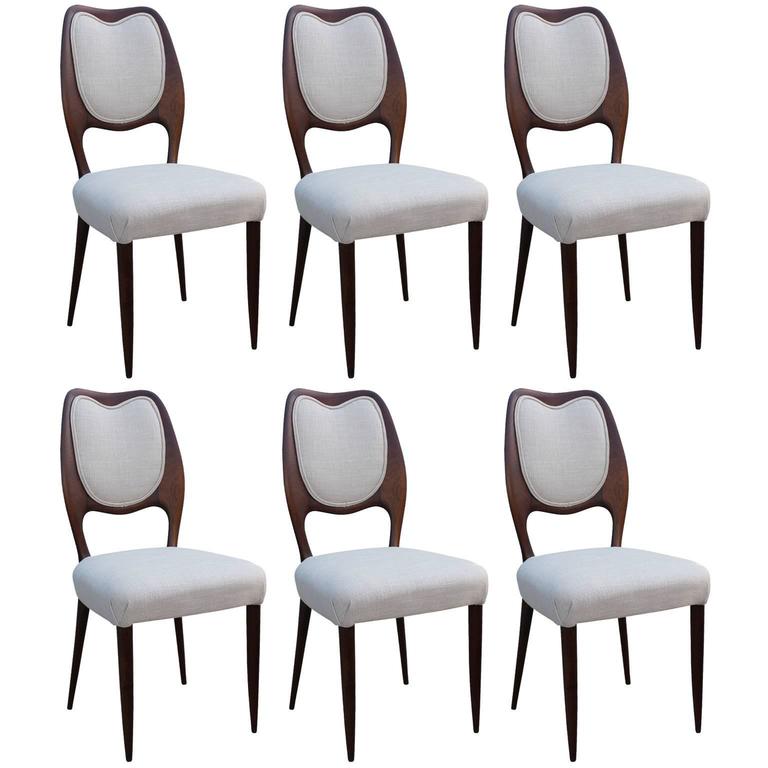 Stunning Set of Six Mid Century Modern Sculptural Italian Dining Chairs