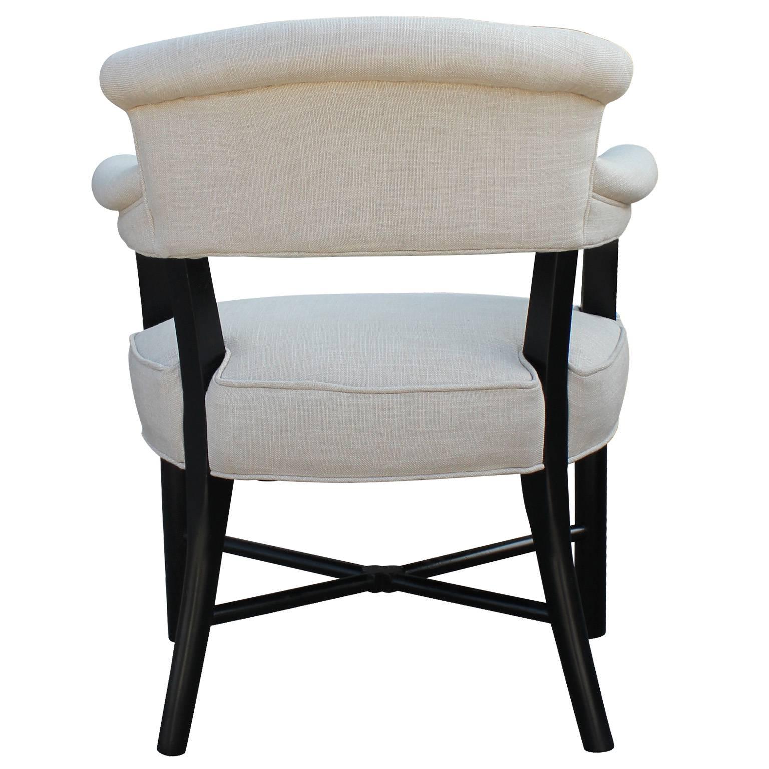 Set of Six Armchairs Attributed to Harvey Probber in White Lee Joffa Fabric In Excellent Condition In Houston, TX