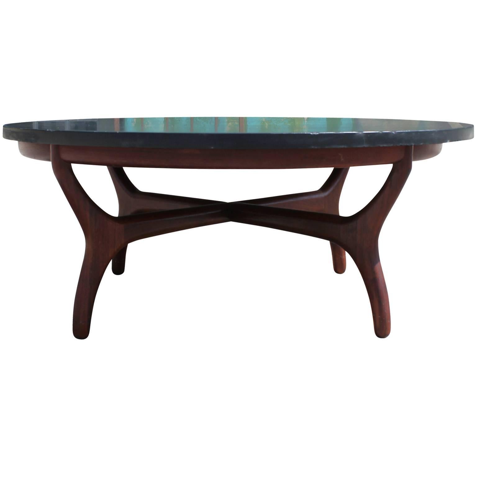 Mid-Century Modern Beautiful Slate-Topped Coffee Table by Henredon