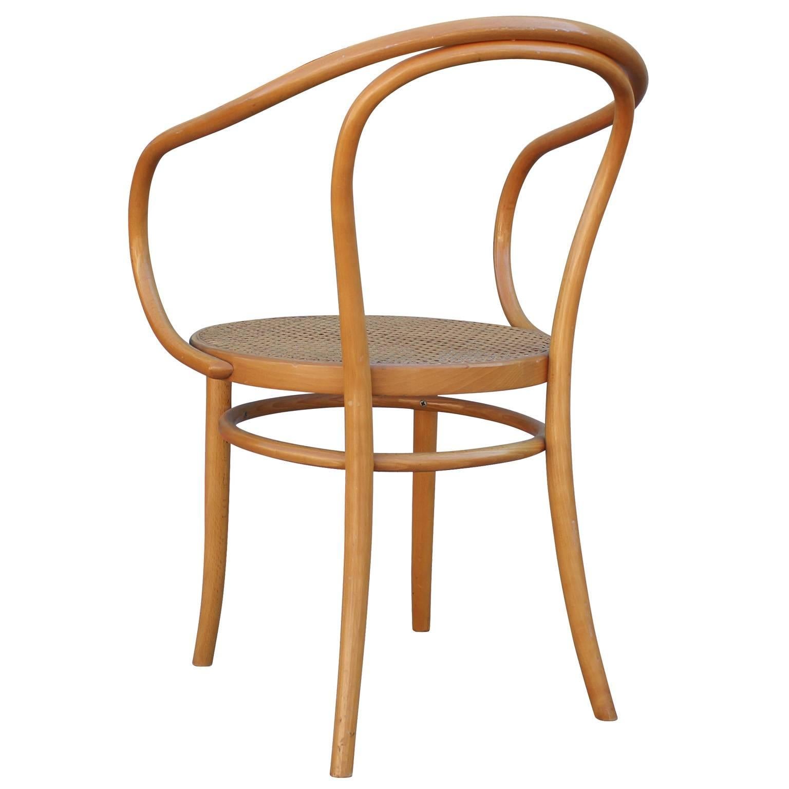 Mid-Century Modern Set of Six Thonet 209 Bentwood and Cane Dining Chairs