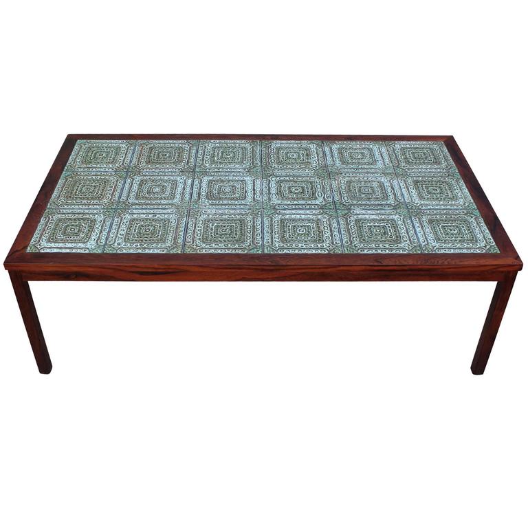 Excellent Danish Tile and Rosewood Coffee Table at 1stDibs