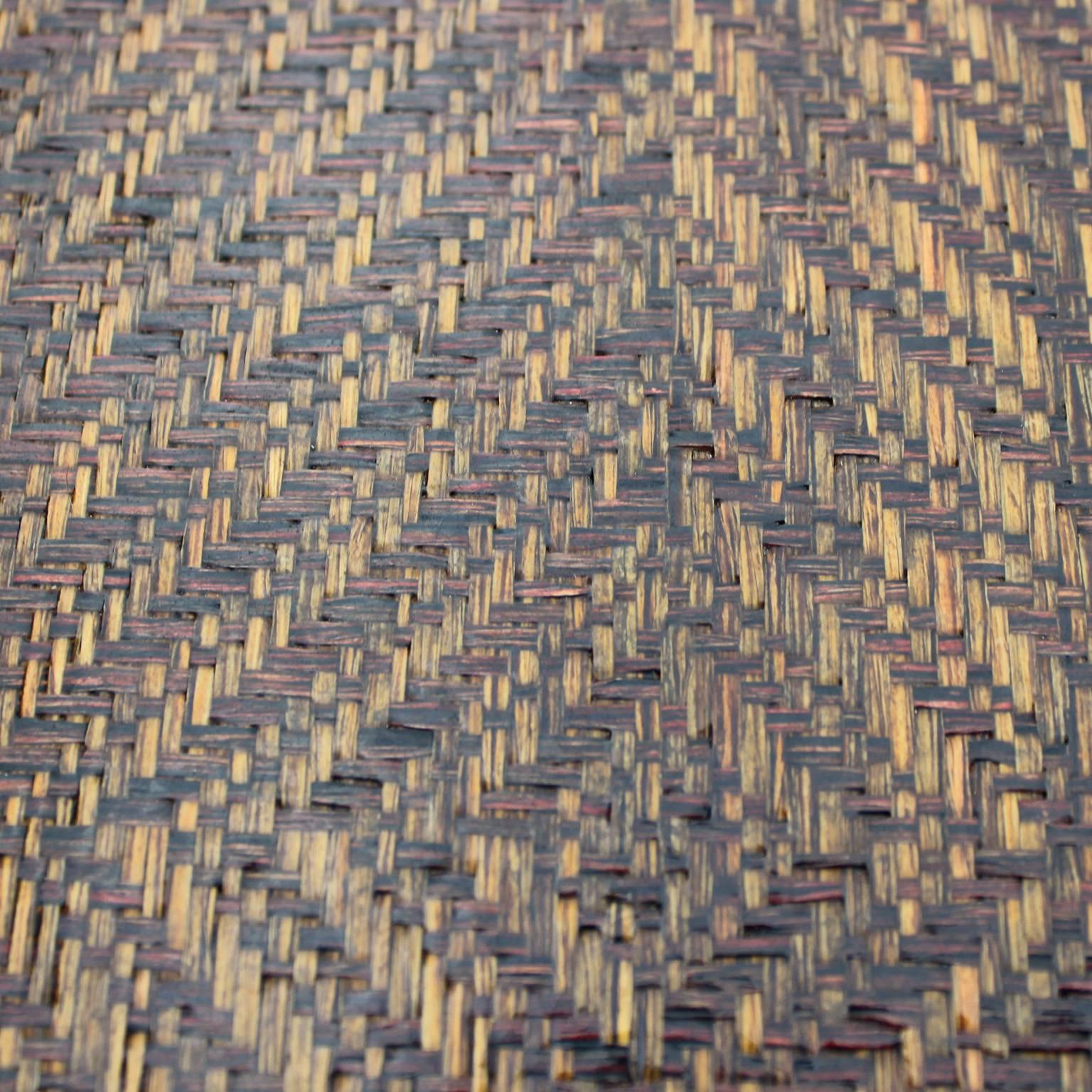 Hollywood Regency Harrison Van Horn Raffia and Brass Rectangle Coffee Table