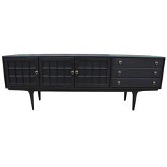 Striking Ebony Sideboard with Brass Handles by Younger