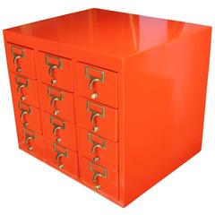Vintage Fabulous Orange High Gloss Lacquered Card Catalogue