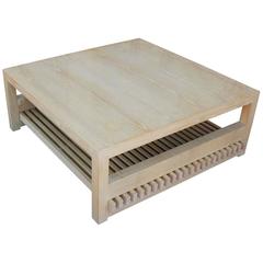 Vintage Ceruesed White Oak Coffee Table by Jay Spectre