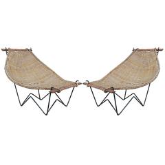 Pair of Duyan Rattan Lounge Chairs by John Risley