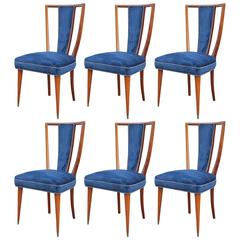 Wonderful Set of Six Sculptural High Back Dining Chairs