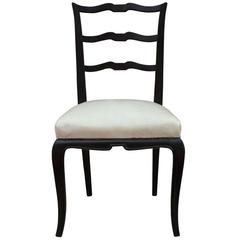 Set of Eight Argentinian Ladder Back Dining Chairs in Cream Naugahy