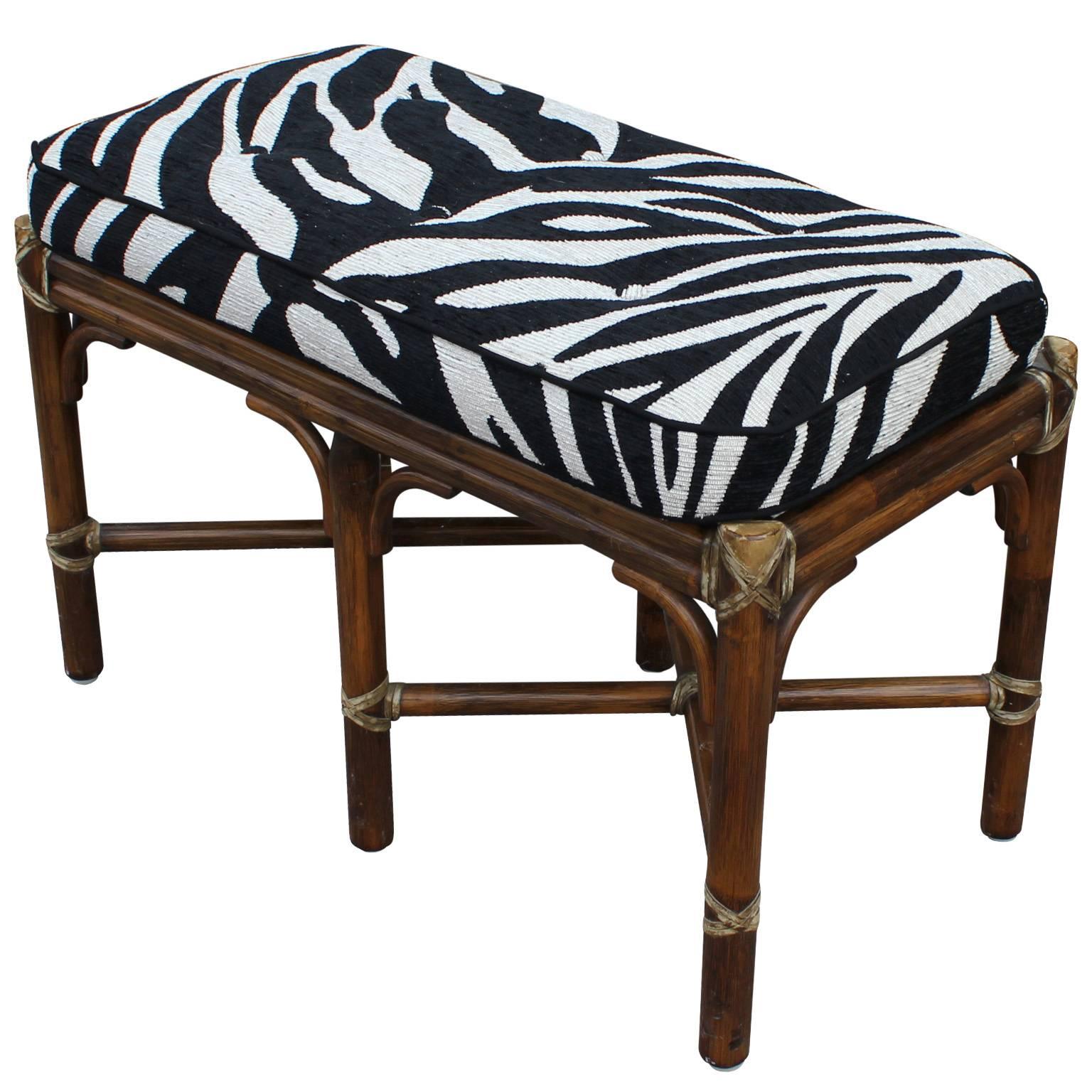 Hollywood Regency Wonderful Bamboo Zebra Bench