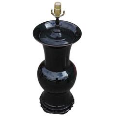 Fabulous Pair of Hollywood Regency Urn Shaped Black Chinese Lamps