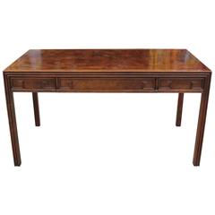 Striking Baker Burl Desk with Greek Key Motif