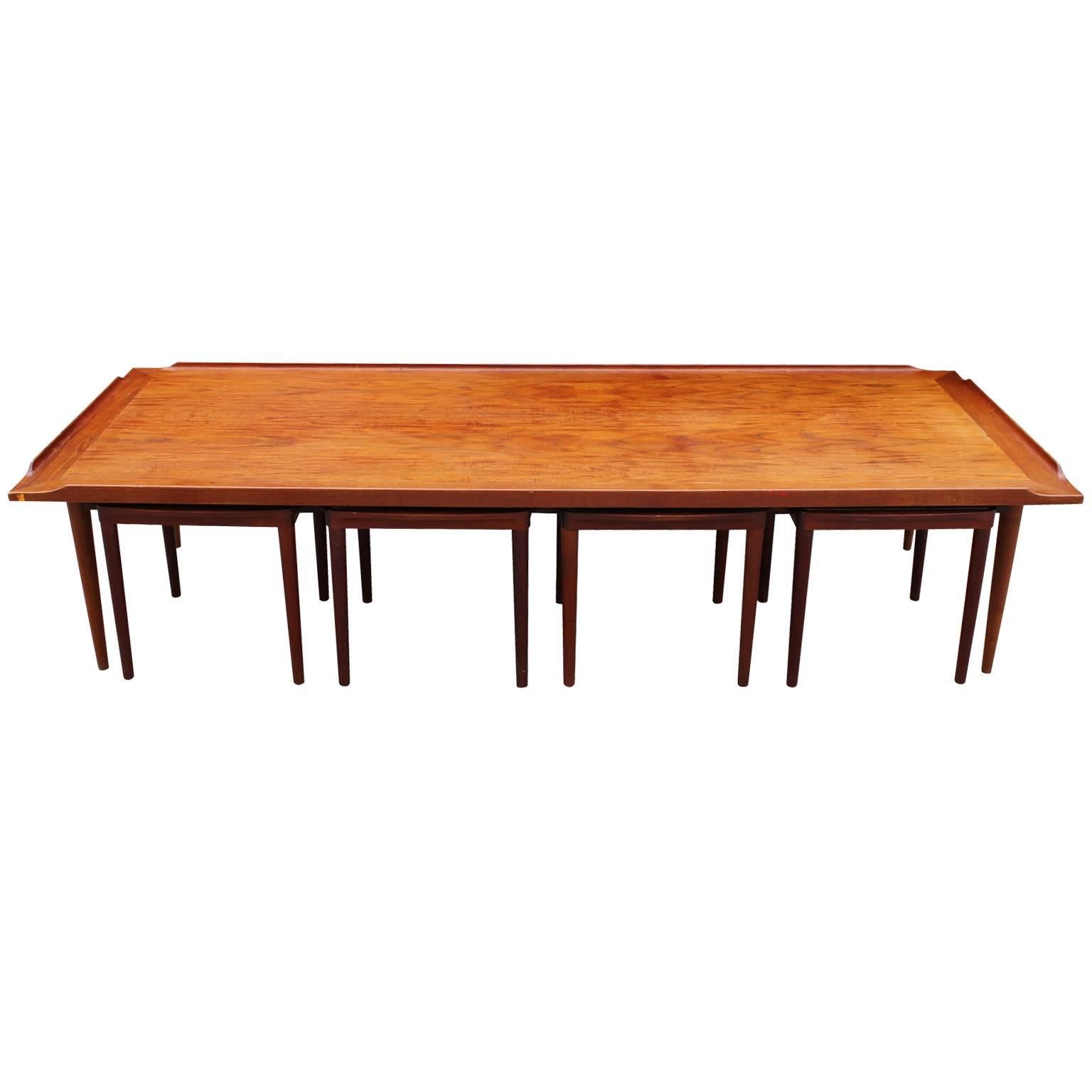Mid-20th Century Mid Century Modern Danish Coffee Table with Reversible Stools / Tables