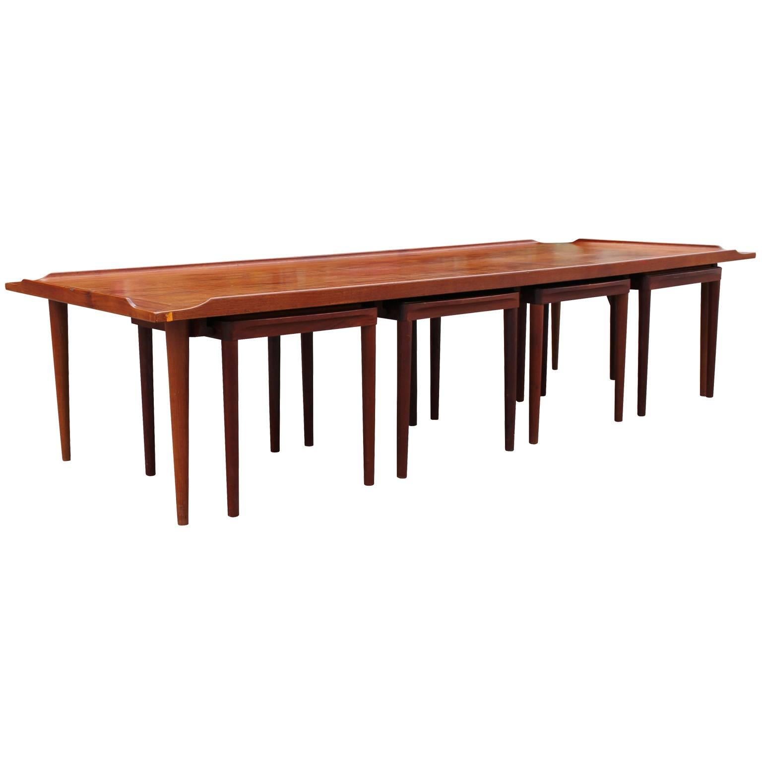 Mid-Century Modern Mid Century Modern Danish Coffee Table with Reversible Stools / Tables