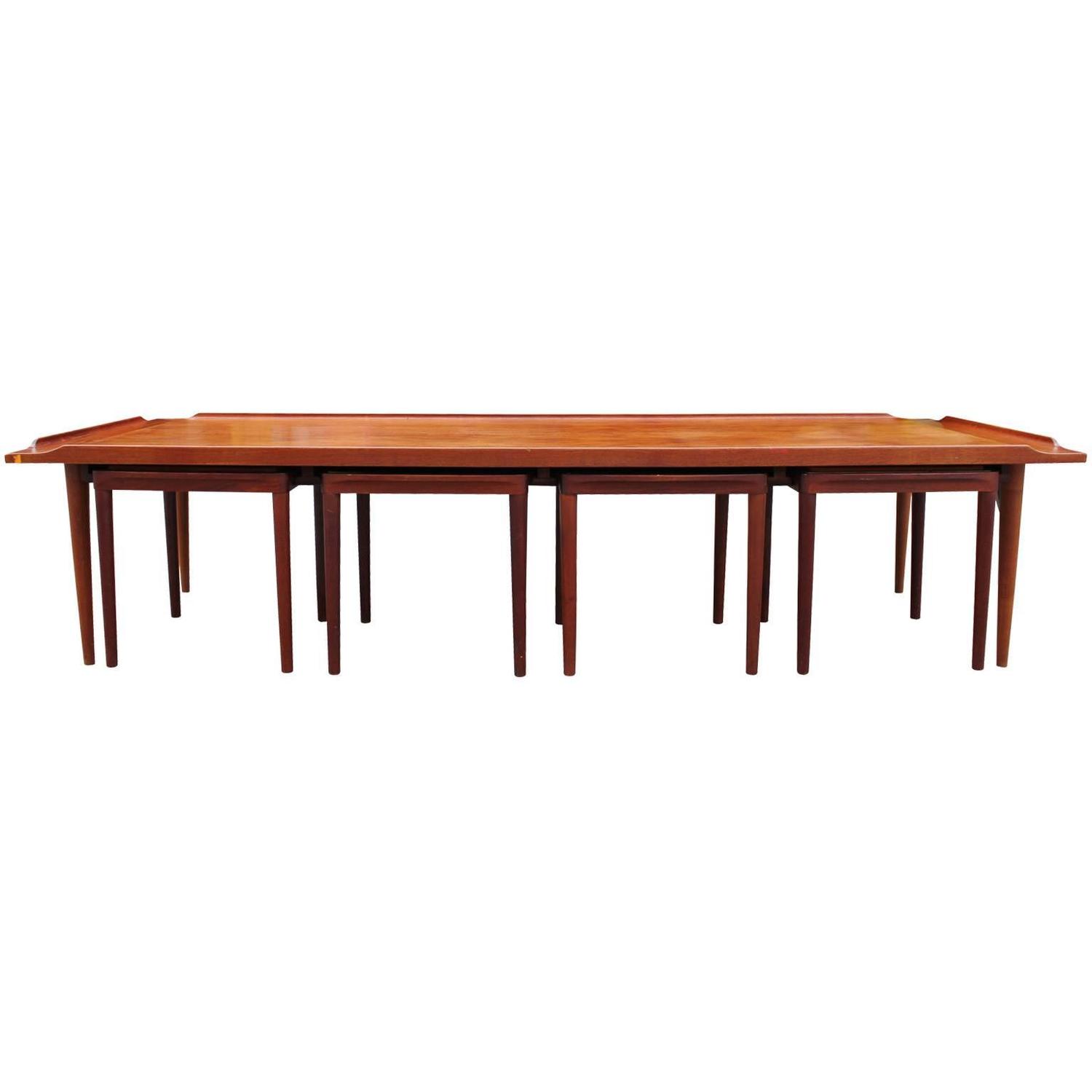 Fantastic Danish Coffee Table with Reversible Stools