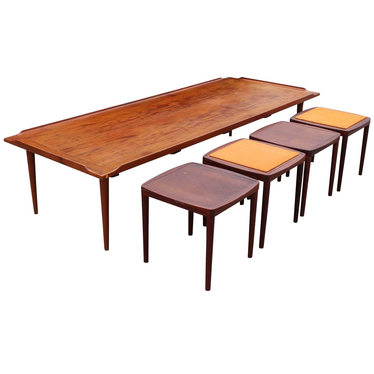 Mid Century Modern Danish Coffee Table with Reversible Stools / Tables 1