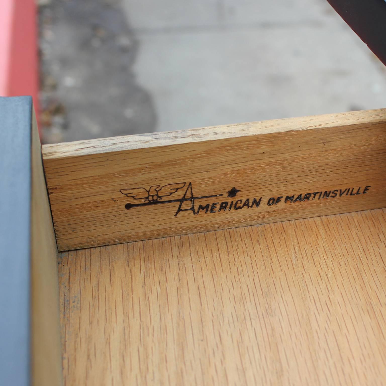 Modern Ebonized Desk with Brass Hardware by American of Martinsville 2