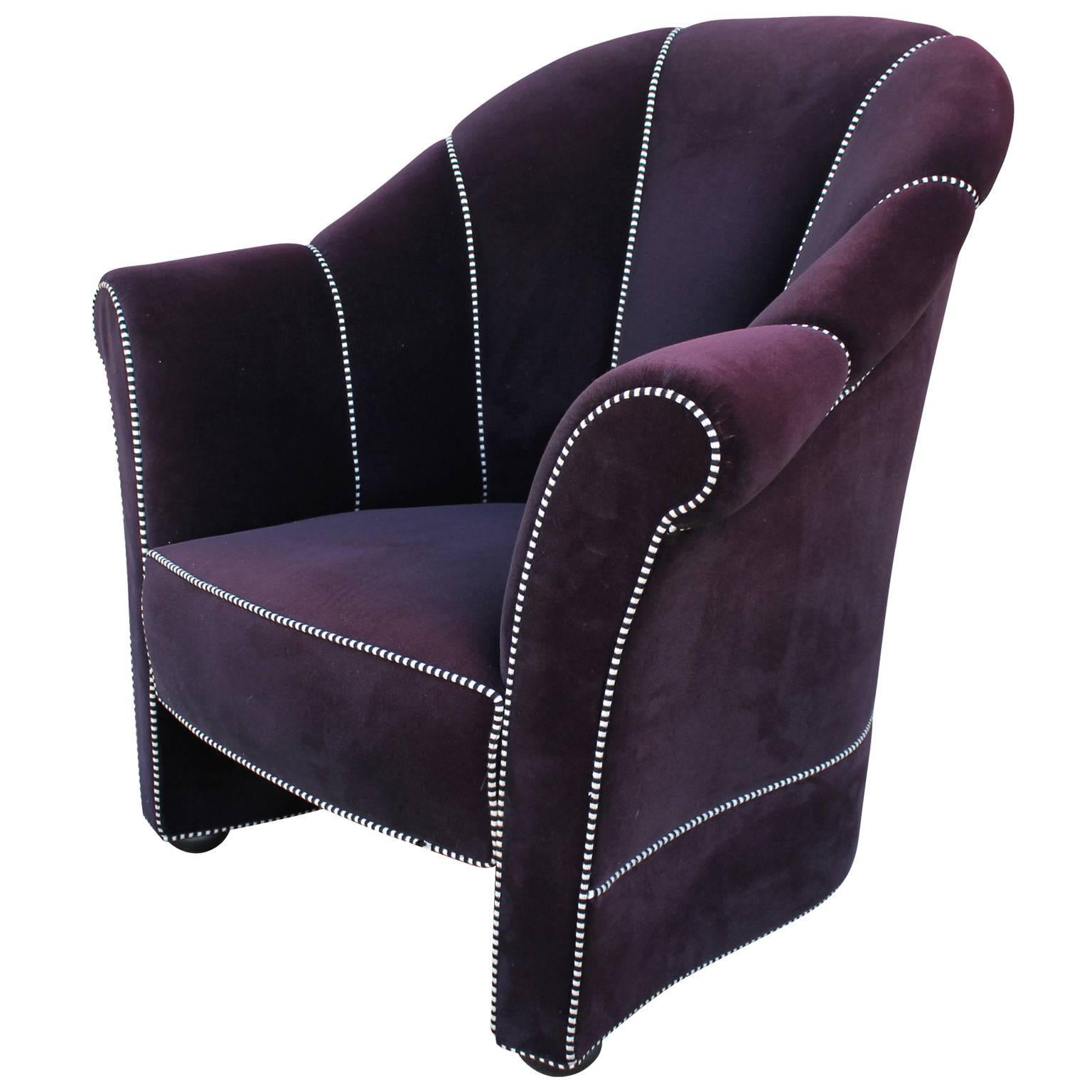 purple velvet lounge chair