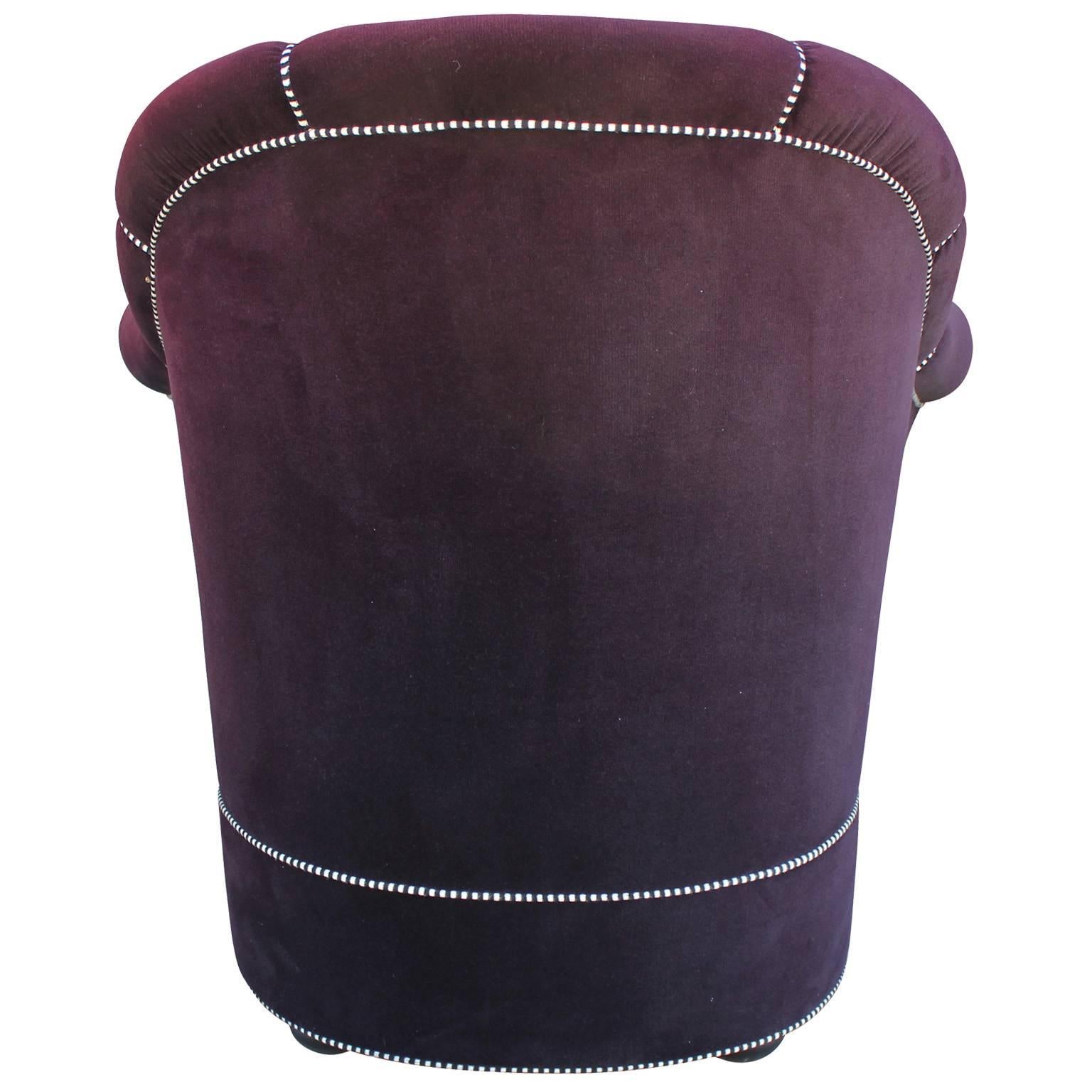 Art Deco Purple Velvet Josef Hoffmann Lounge Chairs