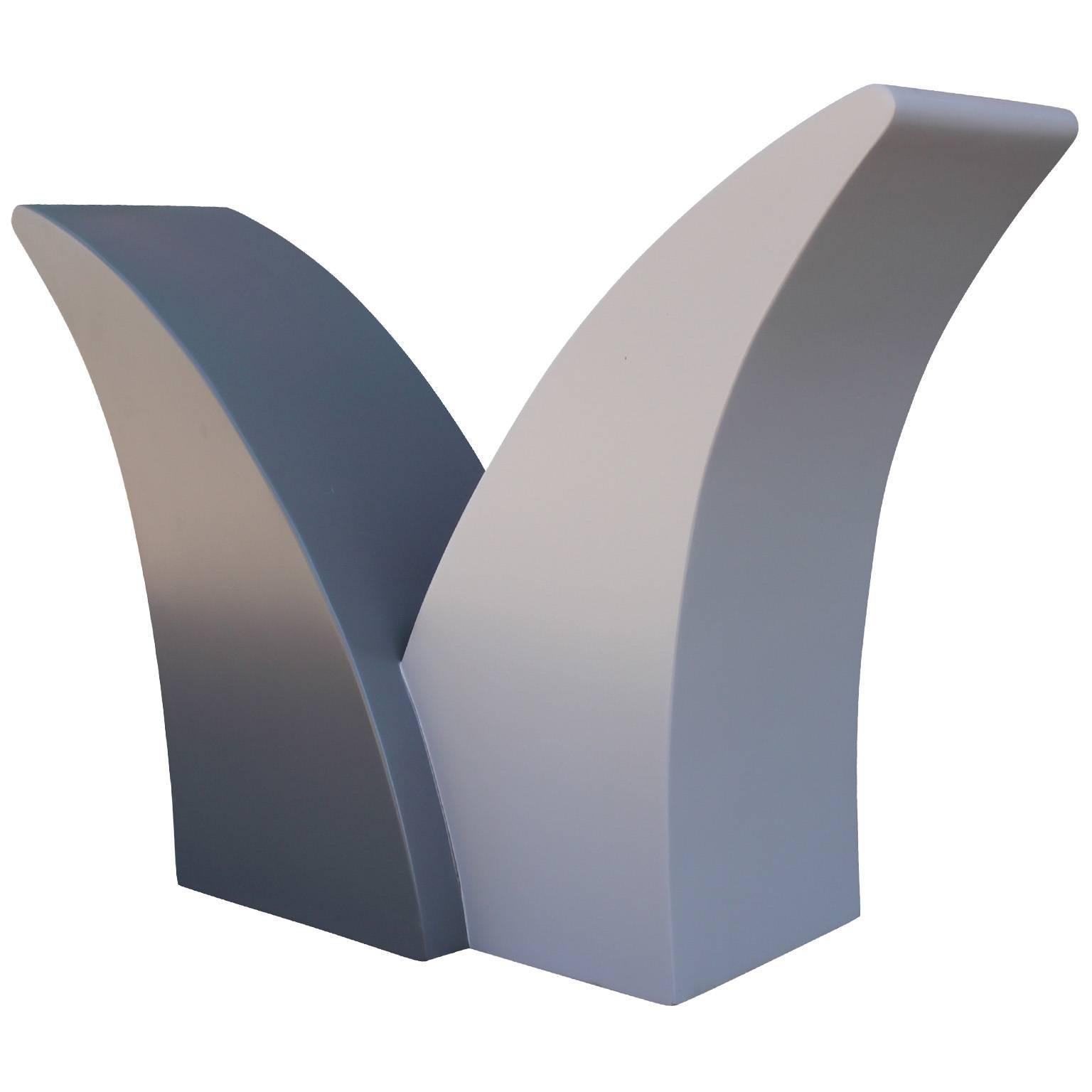 Sculptural table base lacquered in two-tone grey. Base had wonderful curved lines. Perfect topped with Lucite or glass.