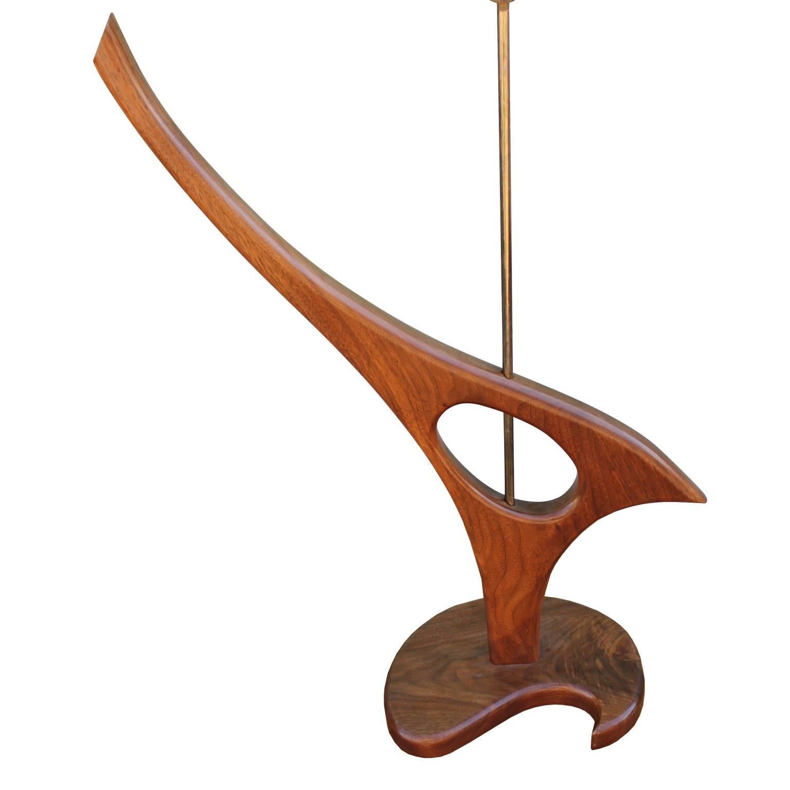 Mid-Century Modern Striking Pair of Sculptural Organic Walnut Table Lamps