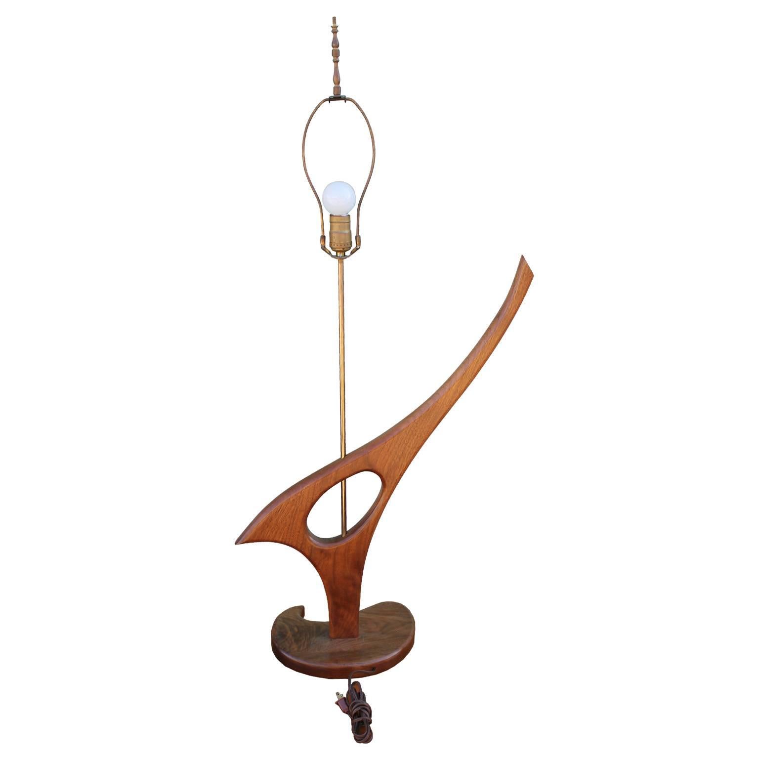 Mid-20th Century Striking Pair of Sculptural Organic Walnut Table Lamps