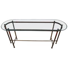 Lovely Brass and Glass Hollywood Regency Console by Labarge