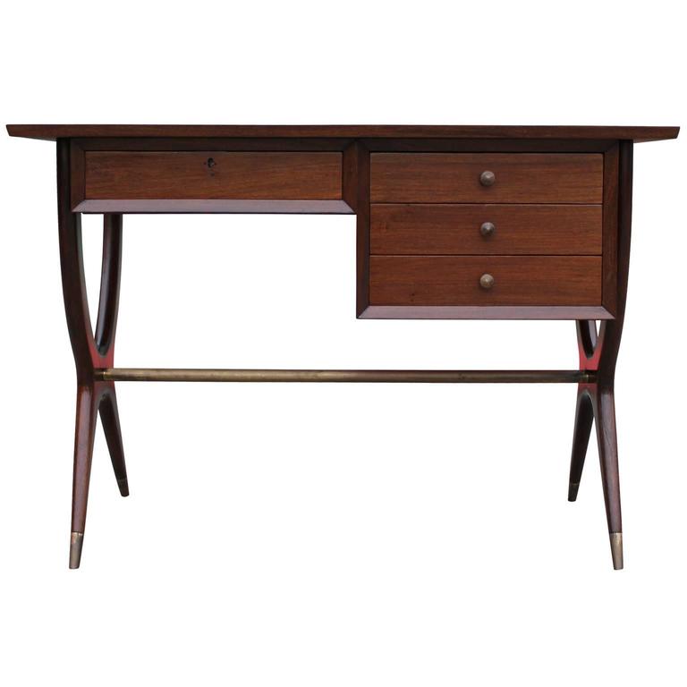Sculptural Italian Style Desk With Brass Accents At 1stdibs Mid Century Modern Sculptural Italian Style Desk With Brass Accents For