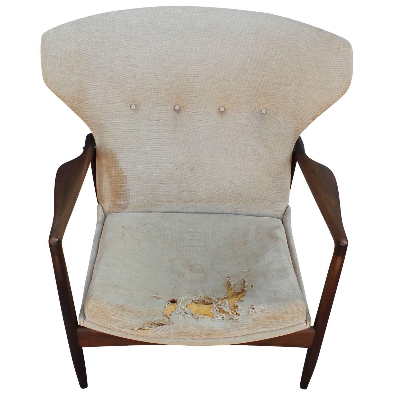 Mid-Century Modern Rare Sculptural Wingback Lounge Chair by Ib Kofod-Larsen