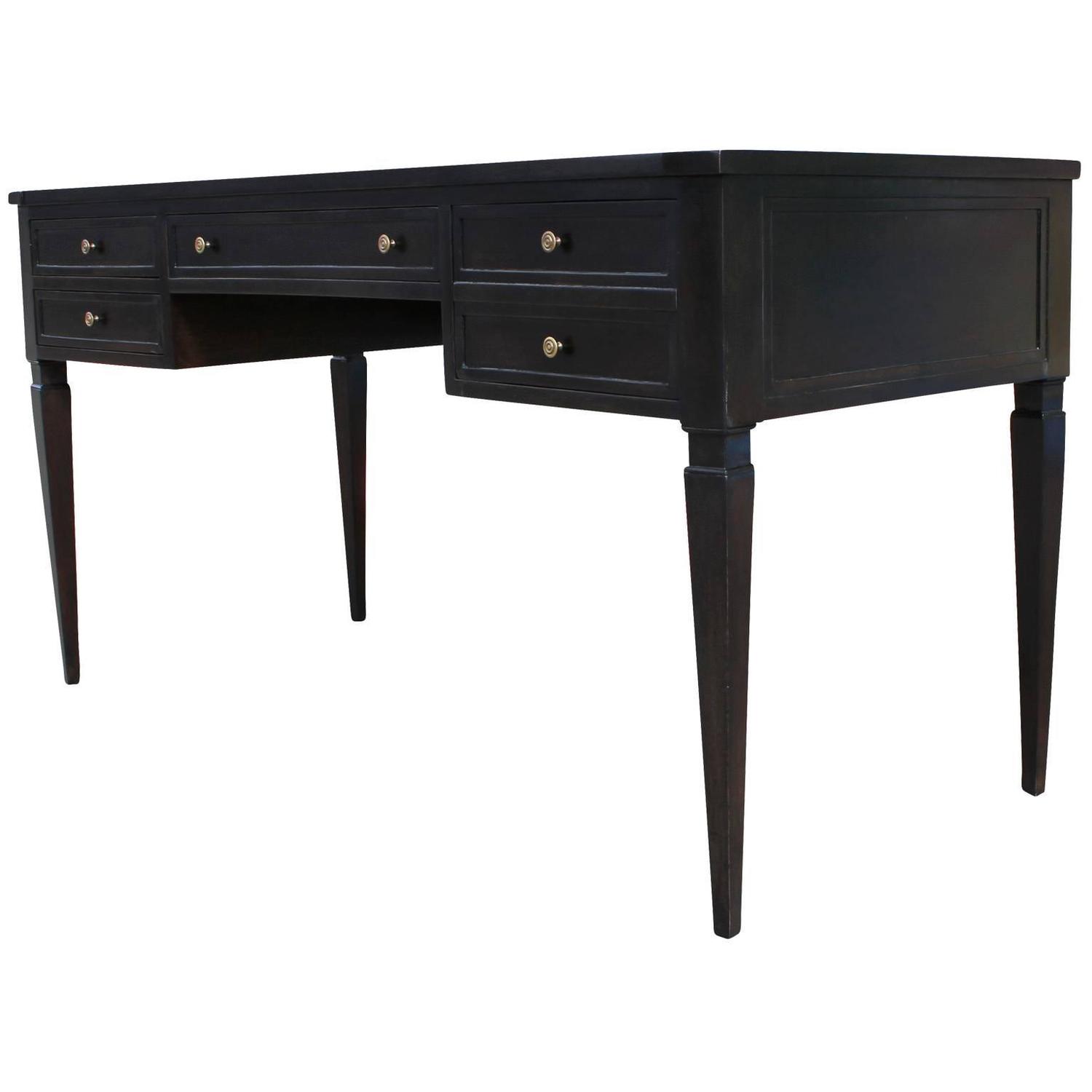 Elegant Black Ebonized Executive Desk by Mount Airy at