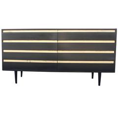 Bold Ebony/Black and Gold Leaf Eight-Drawer Dresser