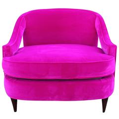 Glamorous Fuchsia Pink Velvet Lounge Chair