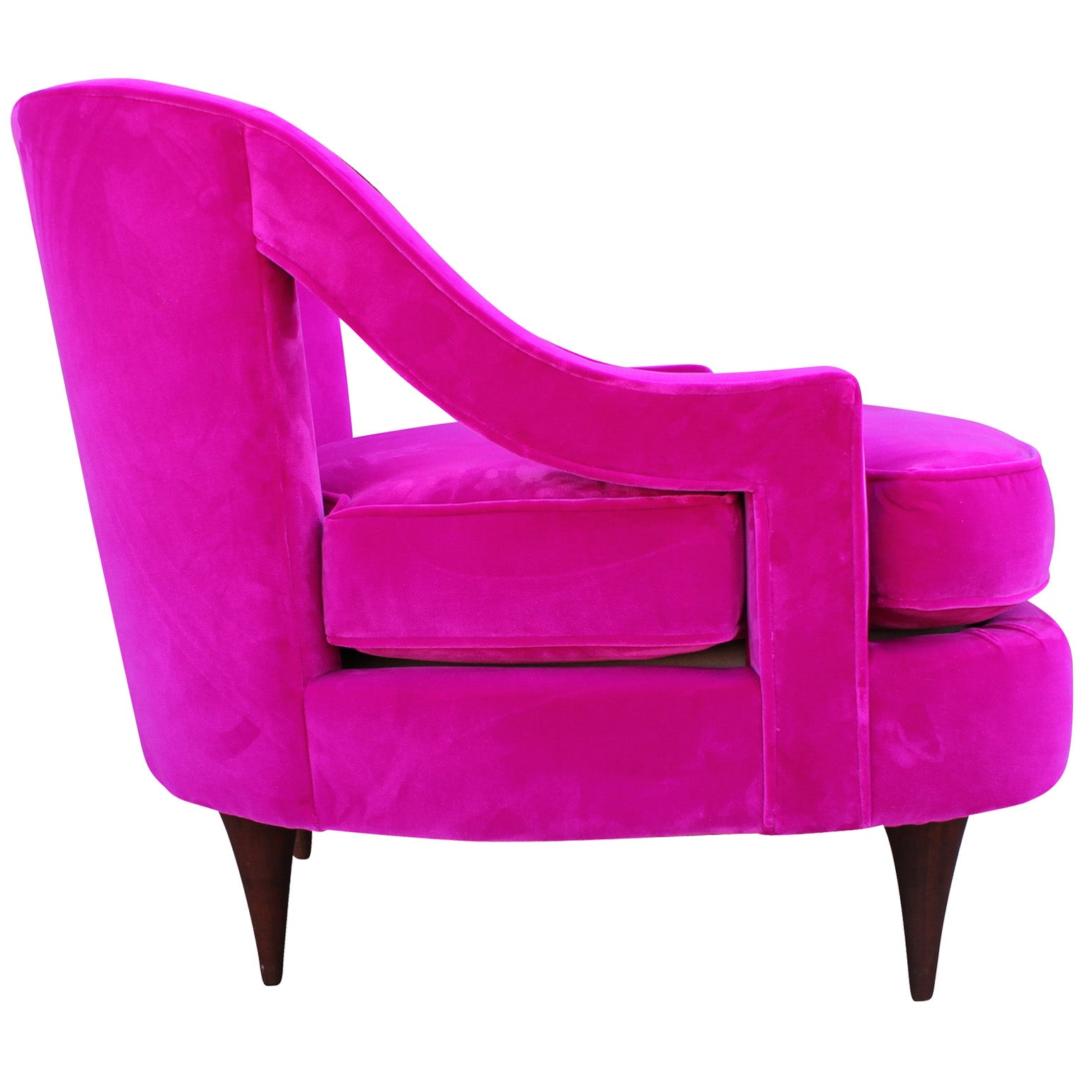 Glamorous Fuchsia Pink Velvet Lounge Chair At 1stdibs
