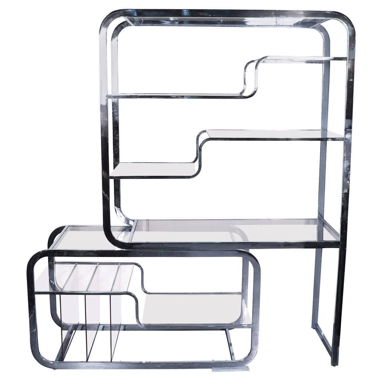 Mid-Century Modern Expandable Chrome Etagere by Milo Baughman for DIA