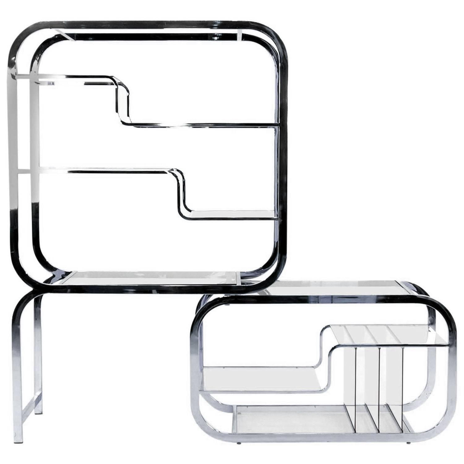 Expandable Chrome Etagere by Milo Baughman for DIA In Excellent Condition In Houston, TX