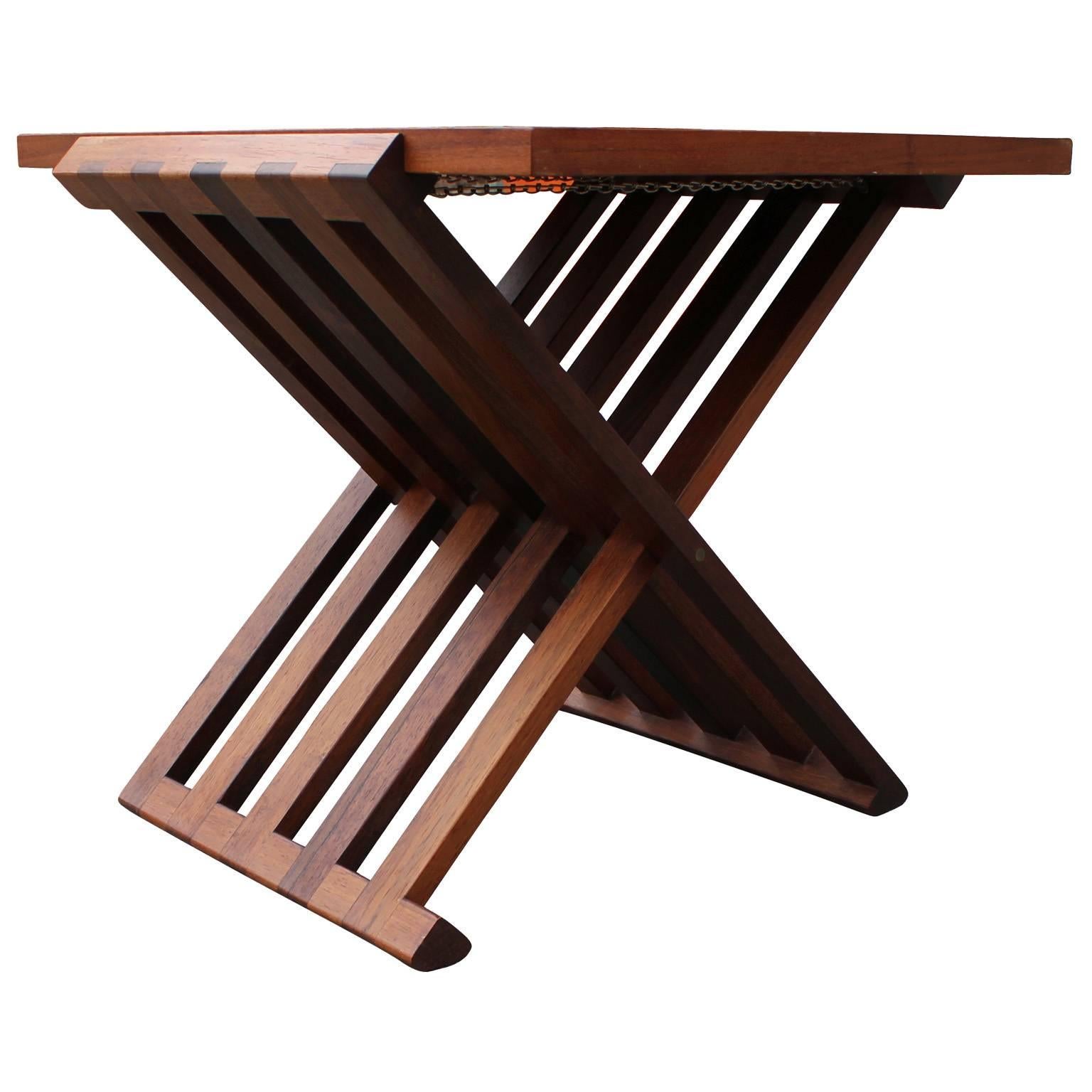 Folding Parquetry Side Table by Edward Wormley for Dunbar In Excellent Condition In Houston, TX