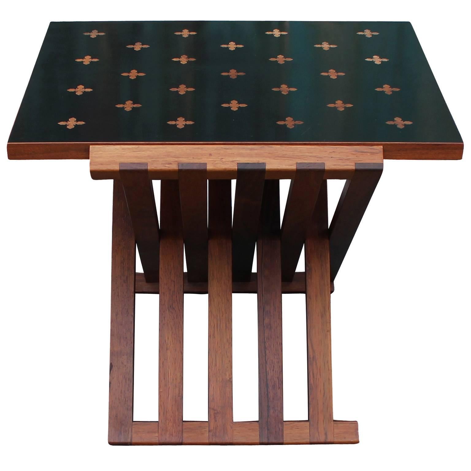 American Folding Parquetry Side Table by Edward Wormley for Dunbar