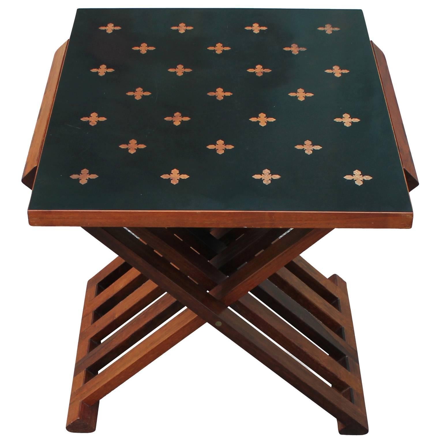 Mid-Century Modern Folding Parquetry Side Table by Edward Wormley for Dunbar