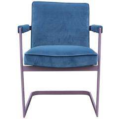 Dreamy Pair of Blue Velvet and Lavender Lounge Chairs