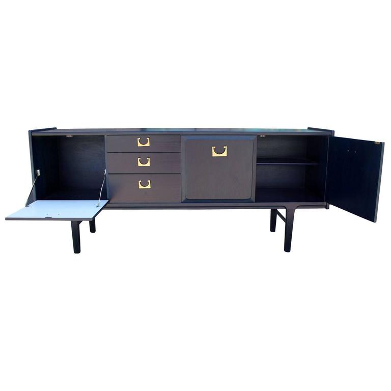 Bold Navy Dyed Sideboard with Brass Hardware at 1stdibs