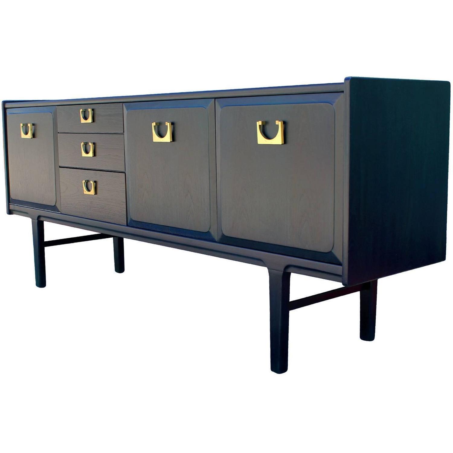 Bold Navy Dyed Sideboard with Brass Hardware at 1stdibs