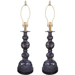 Elegant Pair of Large-Scale Metal Modern Table Lamps 10