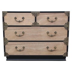 Pair of Henredon Two Tone Bachelors Chests / Nightstands w/ Brass Hardware