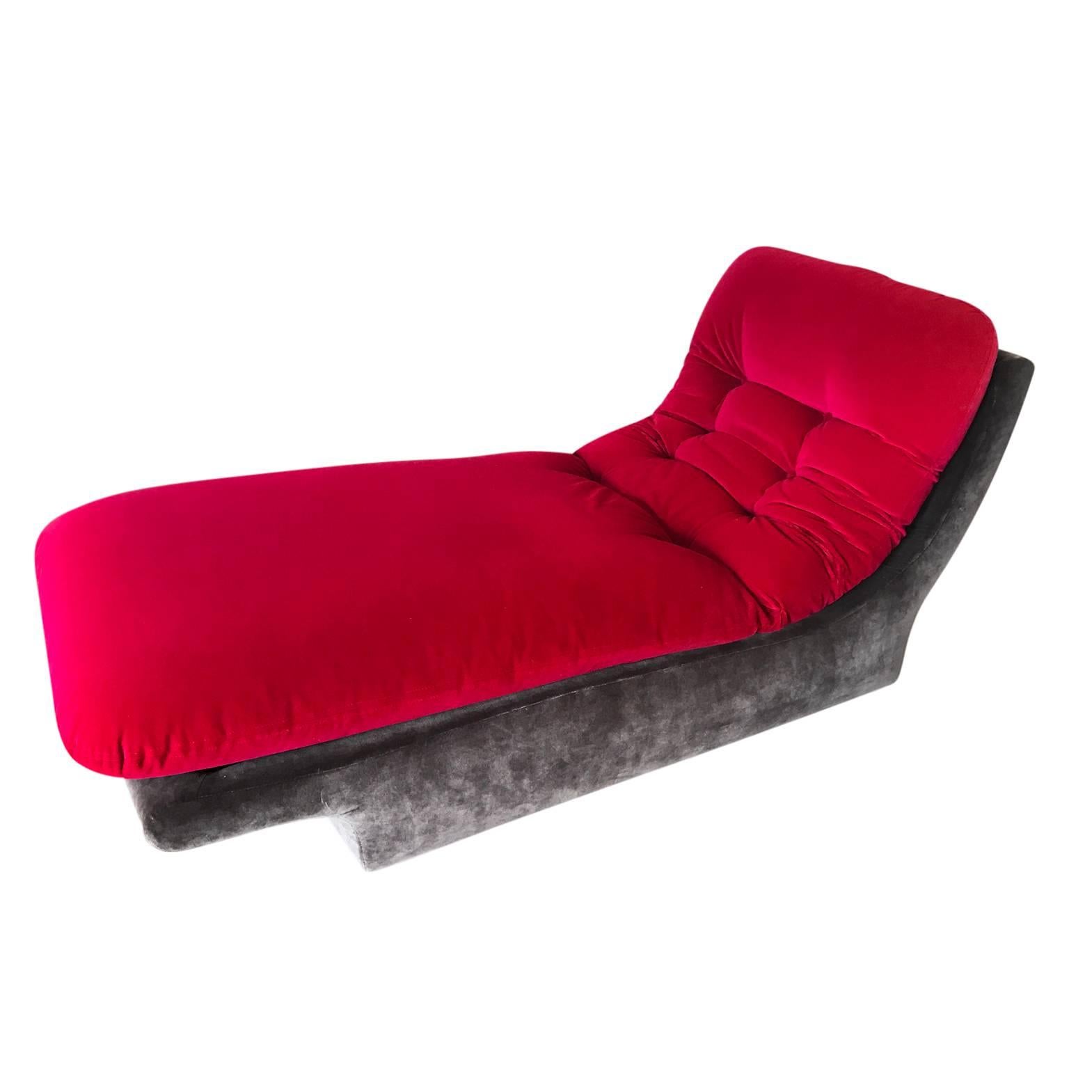American Modern Modular group for Preview Chaise Lounge Pink and Grey Velvet