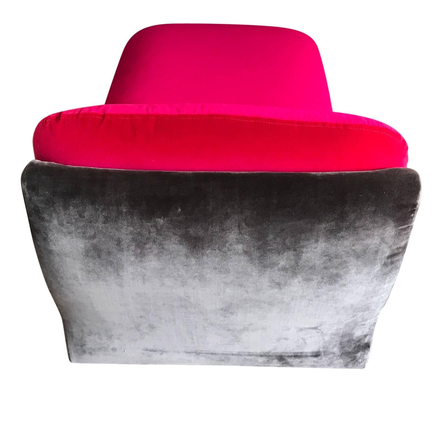 Modern Modular group for Preview Chaise Lounge Pink and Grey Velvet 2