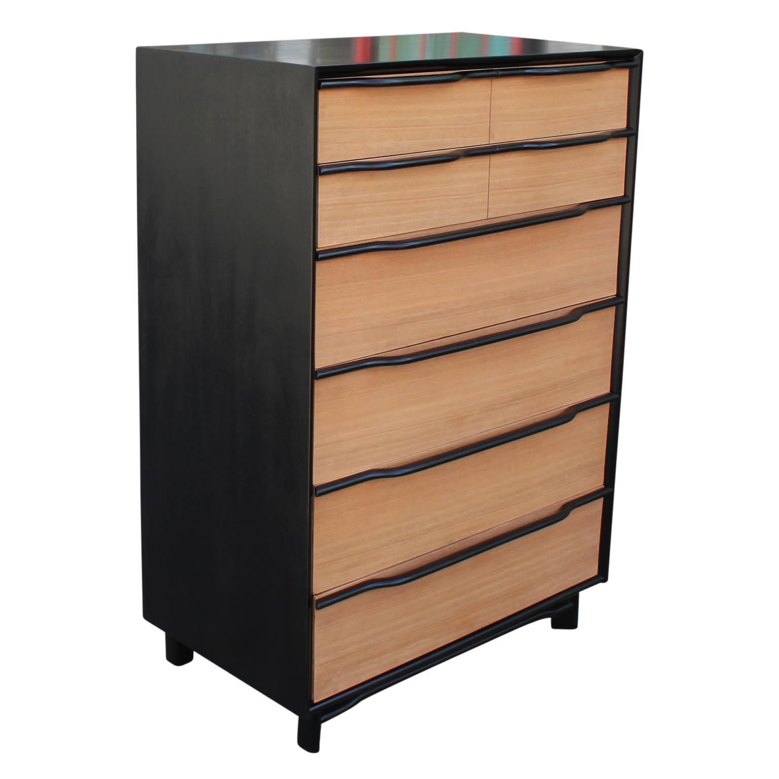 Mahogany Two Tone Modern Tall Dresser by Hickory Manufacturing