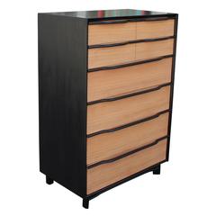 Retro Mahogany Two Tone Modern Tall Dresser by Hickory Manufacturing